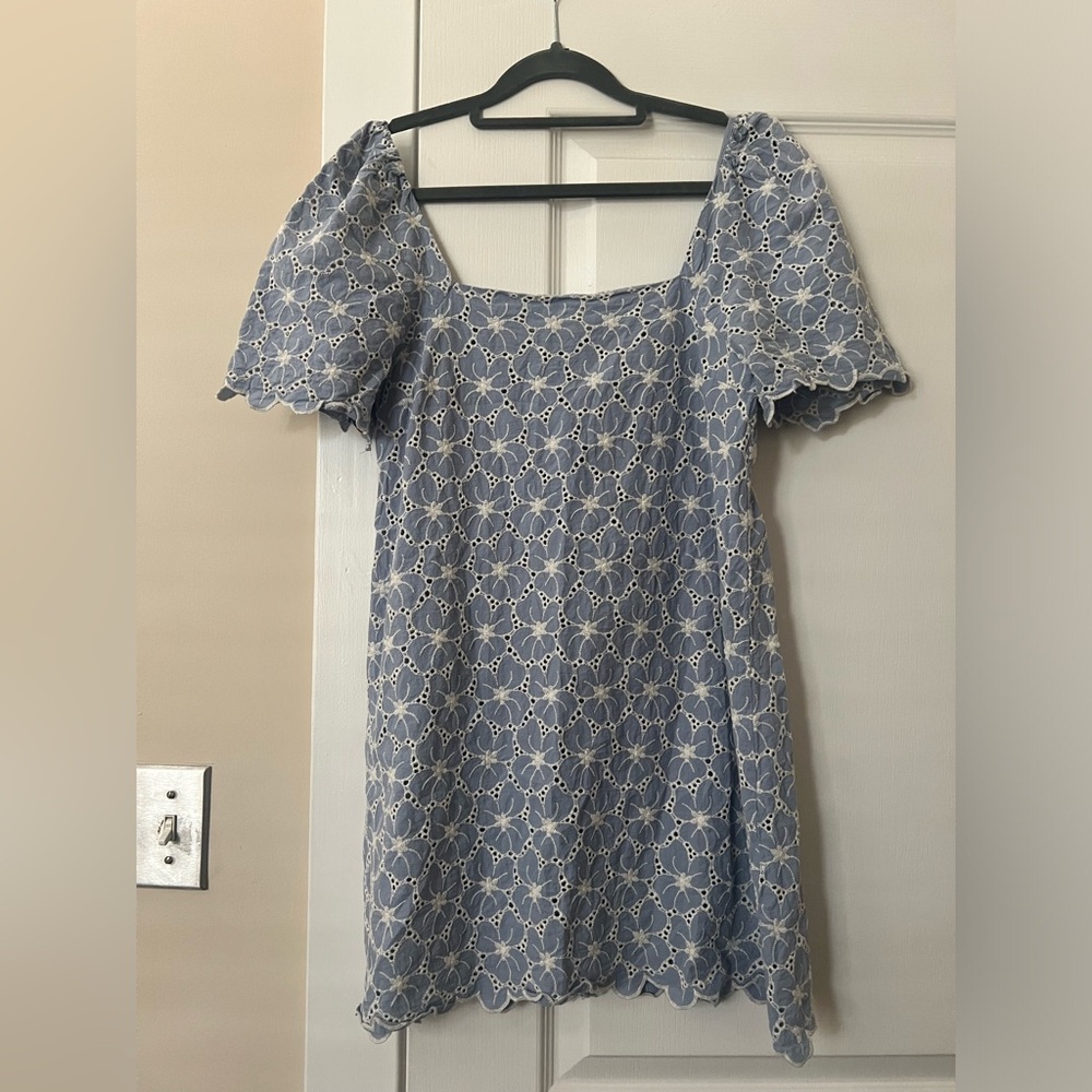Zara Blue Puff Sleeve Mini Sundress